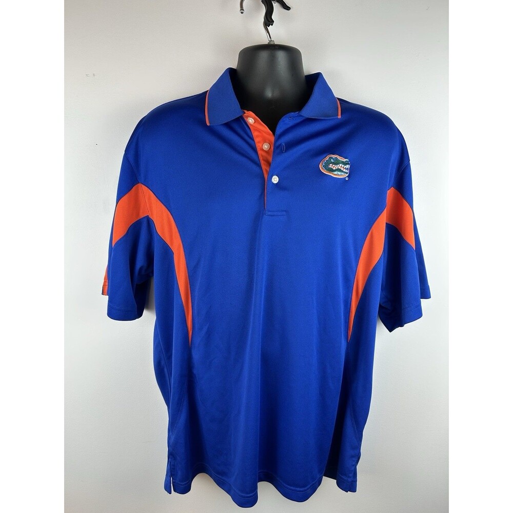 Florida Gators PGA Tour Mens Polo Size XL Blue with Orange Trim Embroidered Logo